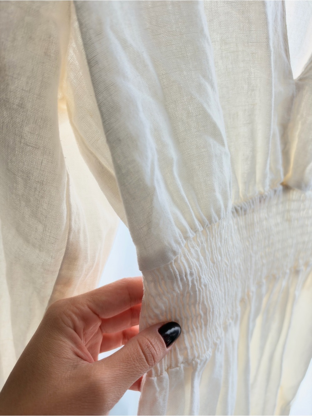 Zara Cream Linen V-Neck Women’s Top
